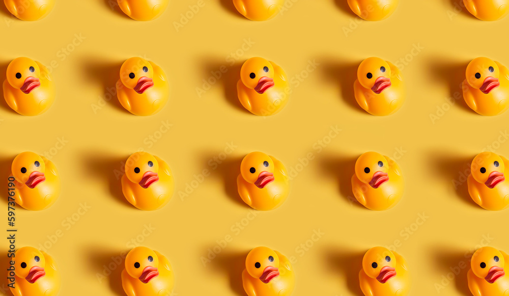 Rubber duckies pattern on plain background. Generative AI Rubber duckies pattern on plain background. Generative AI