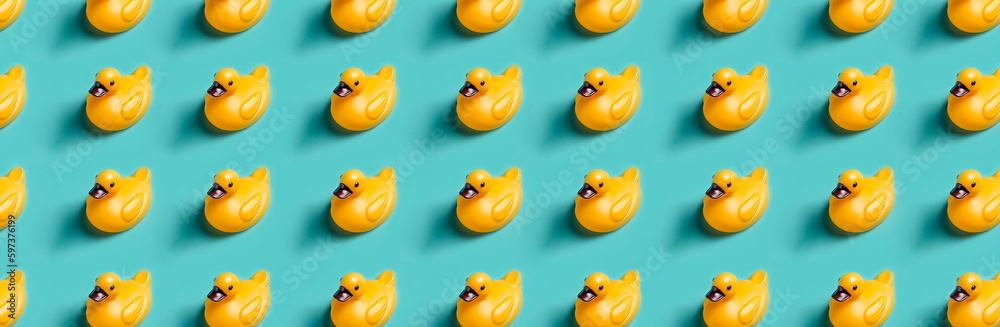 Rubber duckies pattern on plain background. Generative AI Rubber duckies pattern on plain background. Generative AI