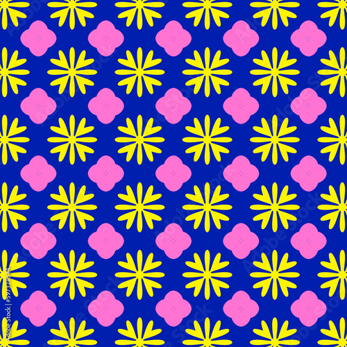 Flower pattern color pink and yellow blue background for wallpaper and backdrop 