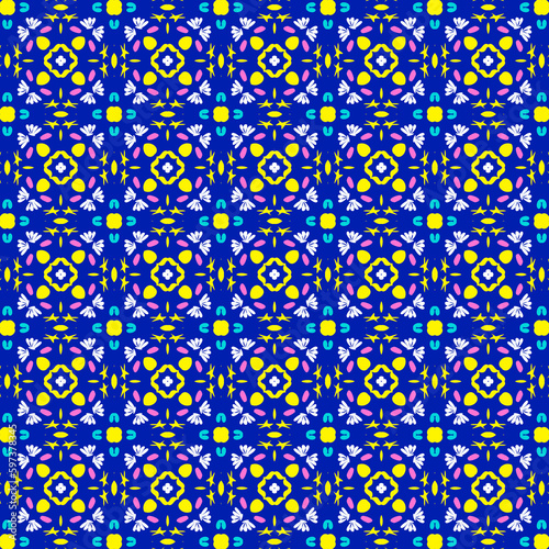 Geomatric pattren background fabric pattern blue and yellow