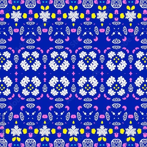 Flower pattern seamless vector blue background for fabric or any design