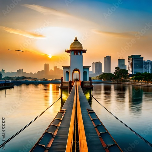 sunset over the river