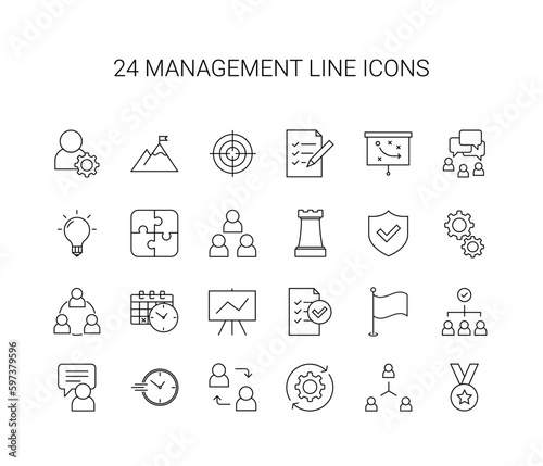 Line icon set. Management pack. Vector Illustration