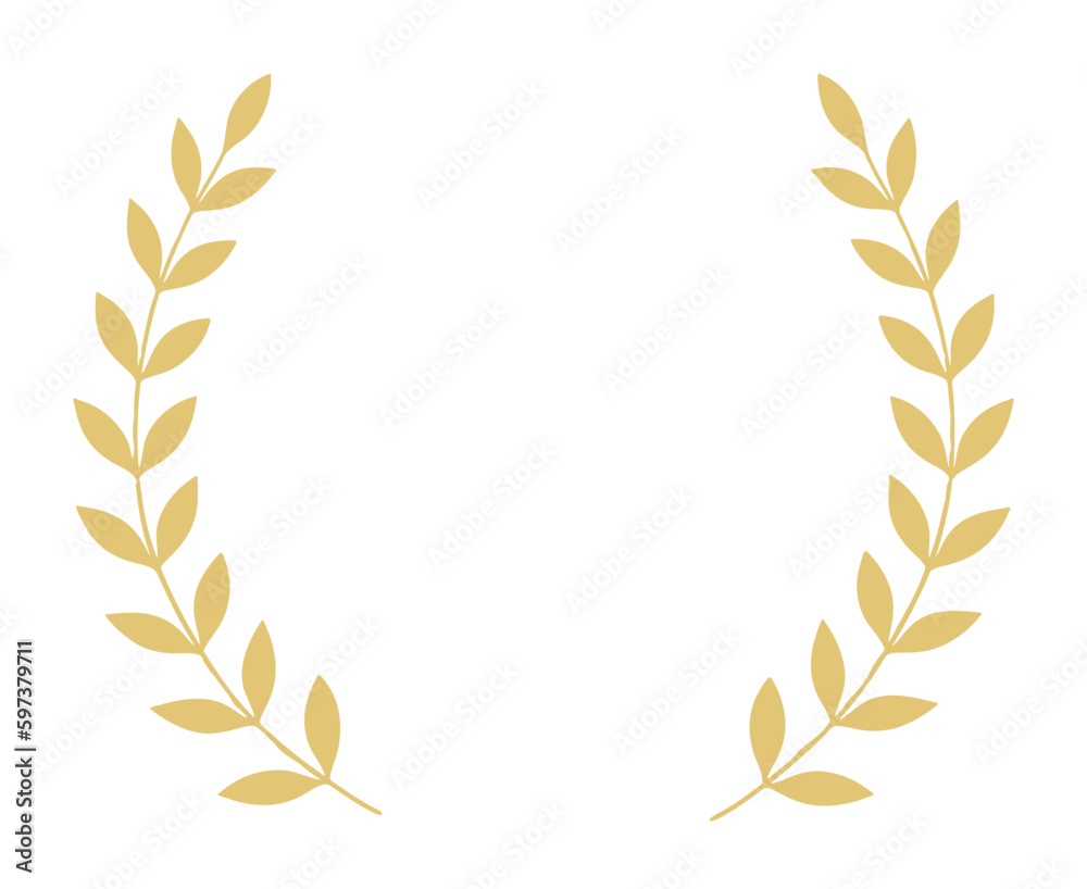 Golden laurel wreath frame with leafy branches Golden laurel wreath frame with leafy branches