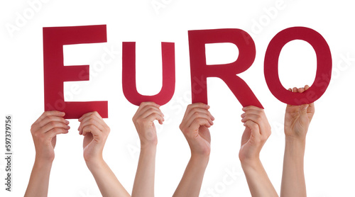 People Hands Building Word Euro, Isolated Background