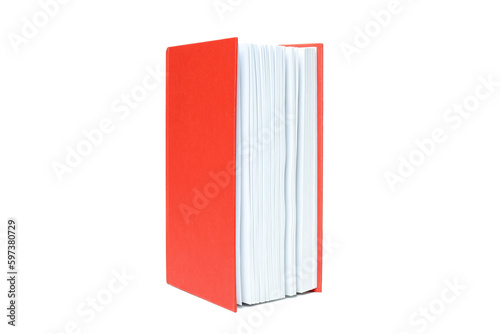 One red book isolated on white background