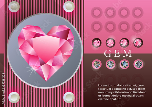 Diamond background gemstone realistic vector illustration