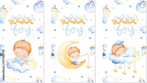 Set of Baby shower card design