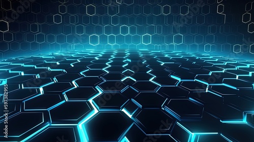 Abstract technological hexagonal background digital Technology Network Background Illustration Futuristic point wave.