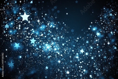 Abstract silver background with white particles and stars. Round bokeh or glitter lights. generative ai
