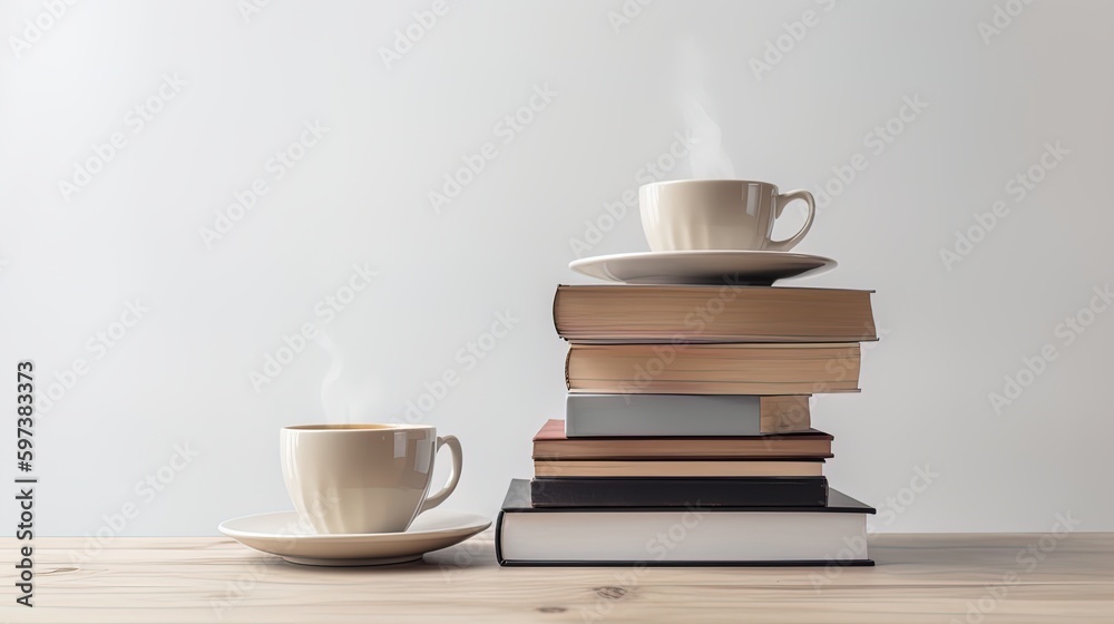 Hot coffee with books on table knowledge education background WORLD BOOK AND COPYRIGHT DAY Hot coffee with books on table knowledge education background WORLD BOOK AND COPYRIGHT DAY