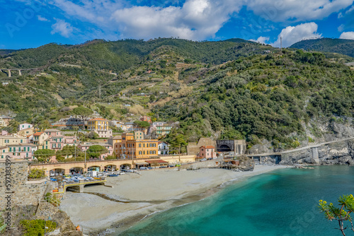 colorful Italy, cinque Terre, blue ocean