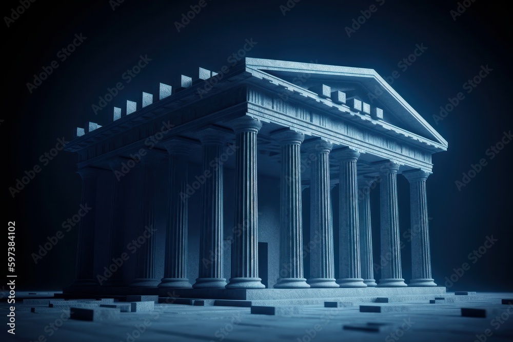 Obraz premium Collapsing financial systems, banking crises, recession, bank runs, interest rates increase, inflation, unemployment, stagnation, bankruptcy, insolvency, image with destroyed bank, generative Ai