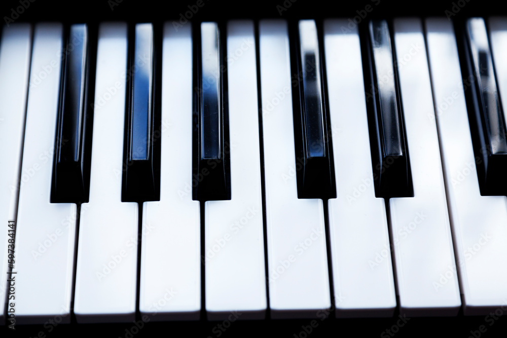 piano keyboard, black and white keys