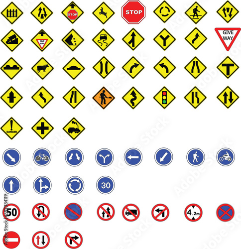 Hazard warning attention sign with exclamation mark symbol