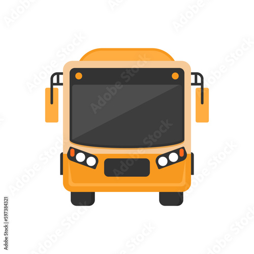 Funny vector graphic illustration of a yellow school bus icon