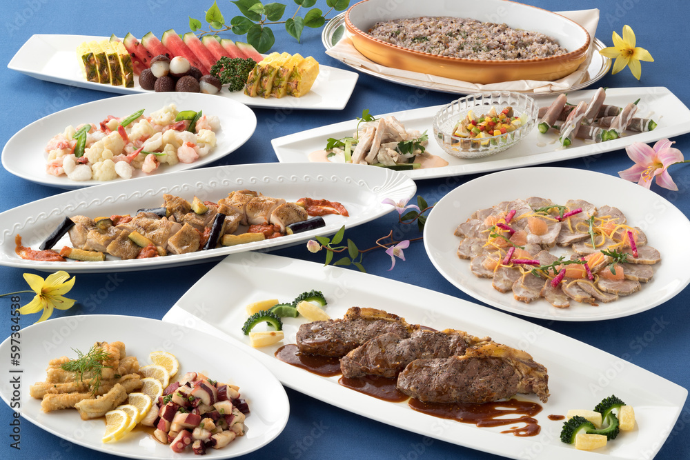 宴会料理・ビュッフェ・バイキング・パーティー・大皿・卓盛り料理
宴会料理・ビュッフェ・バイキング・パーティー・大皿・卓盛り料理