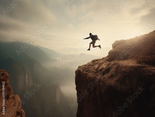 Obraz na plátne a person taking a bold leap of faith