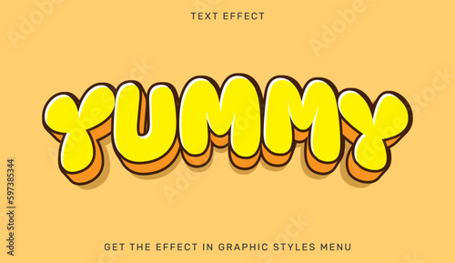 Fotografia Yummy text effect template in 3d style