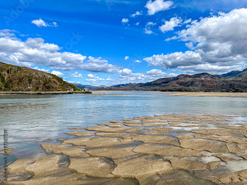 View of the Barmouth Estuary during high tide. Selective focus photo