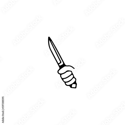 vector doodle illustration of a hand holding a knife