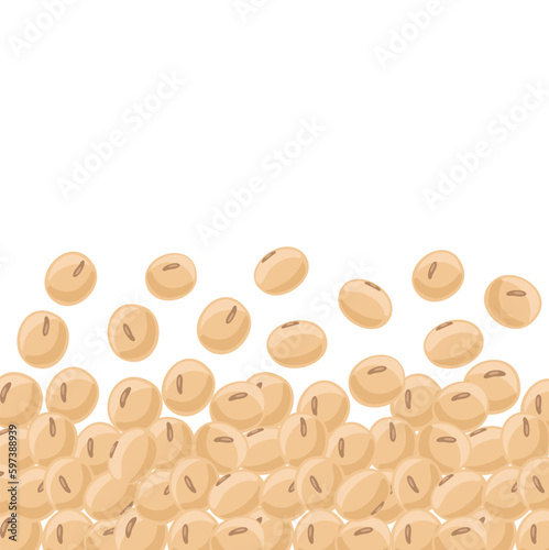 Soya soybean background. Soy beans protein. Vector illustration.
