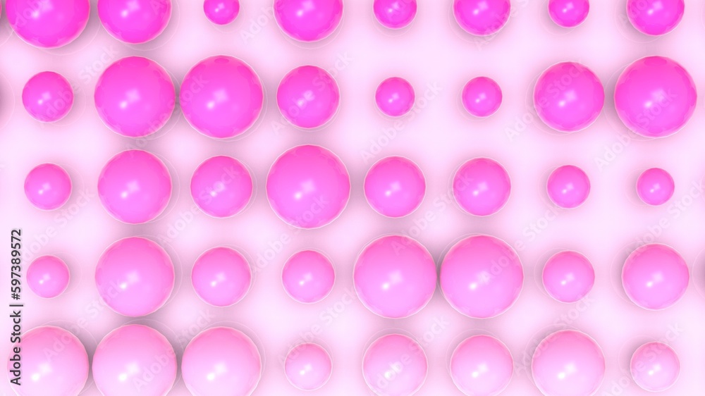 Random size many pink balls that are arranged under white lighting background. Conceptual 3D CG of blockchain, financial system and personal data analysis. Random size many pink balls that are arranged under white lighting background. Conceptual 3D CG of blockchain, financial system and personal data analysis.