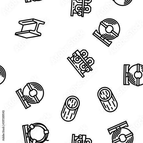 steel production industry metal vector seamless pattern