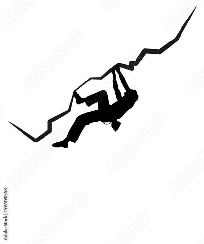Silhouette eines Kletterers auf einem Felsen