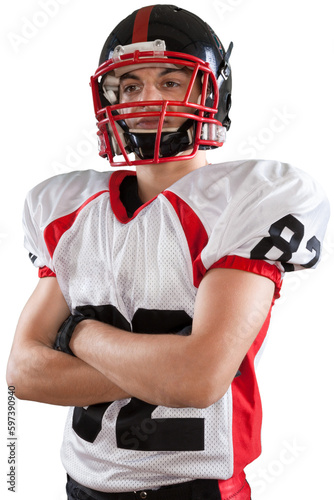 Football Player Standing with Arms Folded- Isolated