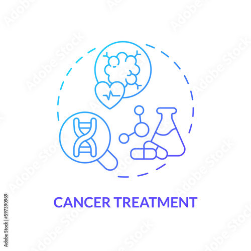 Cancer treatment blue gradient concept icon. Innovative solutions in oncology treatment. Application of precision medicine abstract idea thin line illustration. Isolated outline drawing