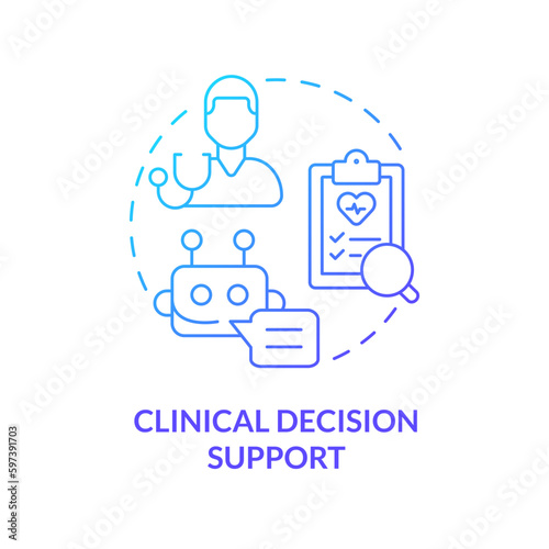 Clinical decision support blue gradient concept icon. Technology of treatment improvement. AI and ML in precision medicine abstract idea thin line illustration. Isolated outline drawing © bsd studio