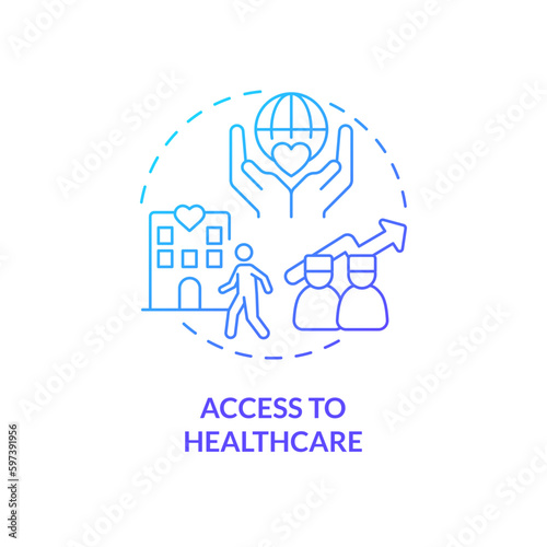 Access to healthcare blue gradient concept icon. Providing medical service. Patient support. Social determinant of health abstract idea thin line illustration. Isolated outline drawing