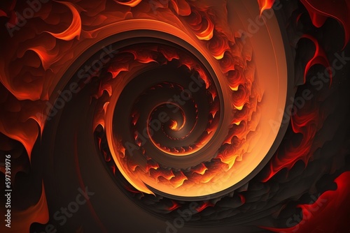 Canvastavla Fire flames swirl on black background