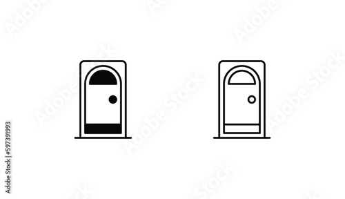 Door icon design with white background stock illustration
