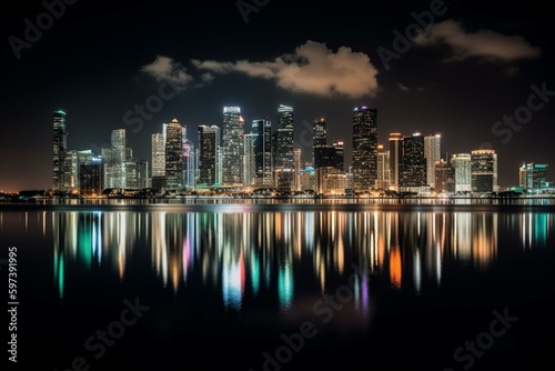 Miami skyline with stunning city and natural views. Generative AI