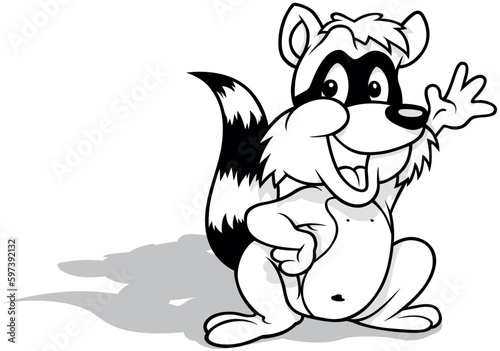 Drawing of a Smiling Raccoo...