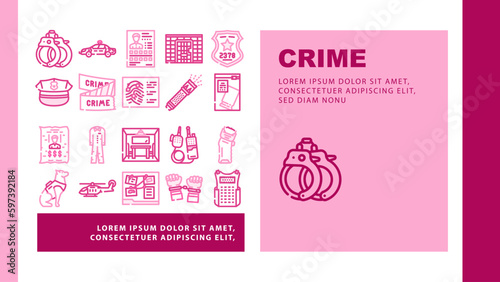 crime scene police criminal icons set vector