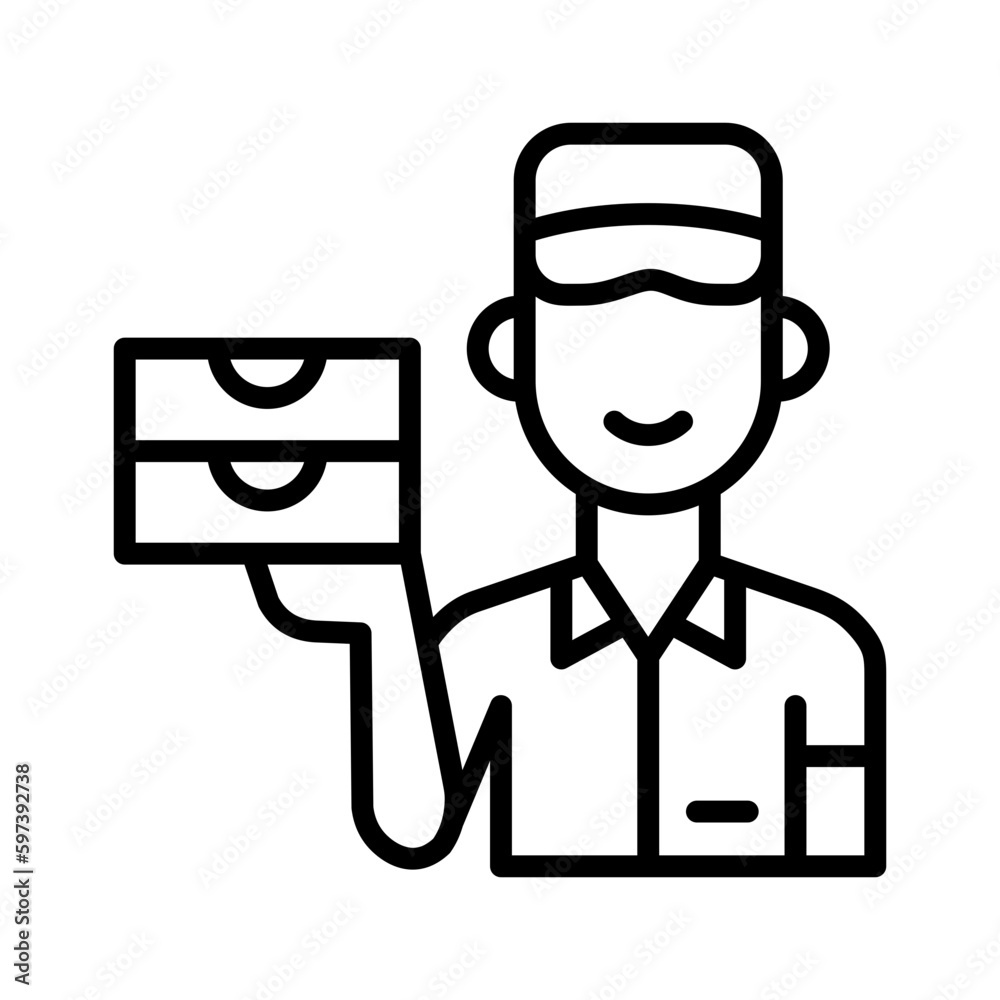 Courier outline icon for professions and jobs, delivery, 
man, people logo