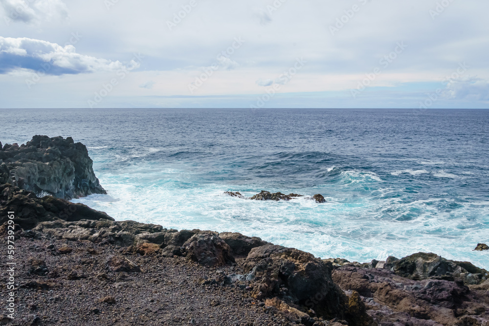Cliffs of Los Hervideros in Lanzarote. Canary Islands. Spain