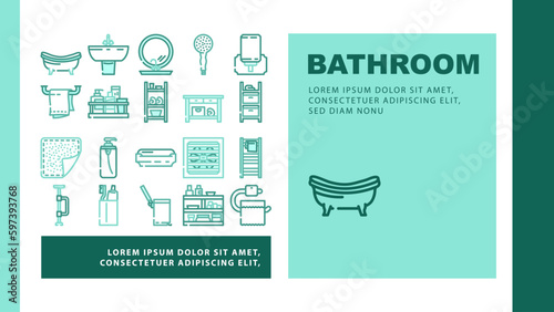 bathroom bath equipment hygiene icons set vector