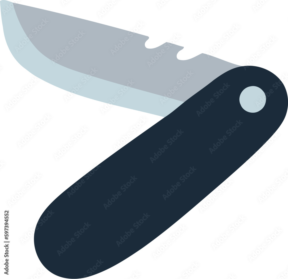Camping Knife Flat Hand Drawn Illustration Camping Knife Flat Hand Drawn Illustration