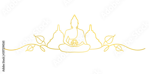 Vesak day buddha line art vector