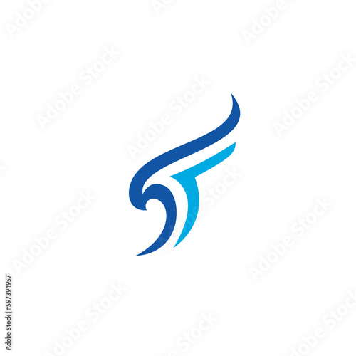 F Eagle Logo. Letter F abstract Bird Vector Illustration