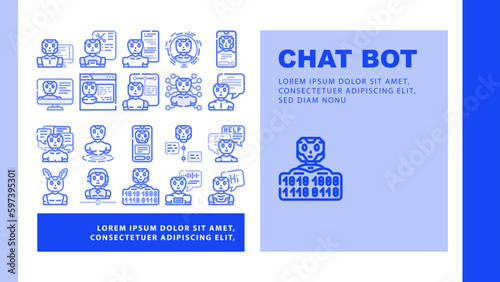 chat bot robot service icons set vector