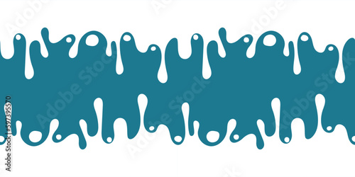 Seamless pattern of flowing milky liquid on the blue wall on both sides. Abstract background for fabric and paper design. Seamless pattern of smooth elements. Packaging with abstract printing for