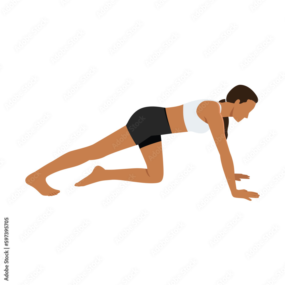Young woman doing calf stretching pose and ankles. Flat vector Young woman doing calf stretching pose and ankles. Flat vector