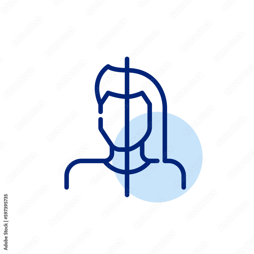 Transgender person symbol. Male half and female half. Pixel perfect, editable stroke icon, transparent background Transgender person symbol. Male half and female half. Pixel perfect, editable stroke icon, transparent background