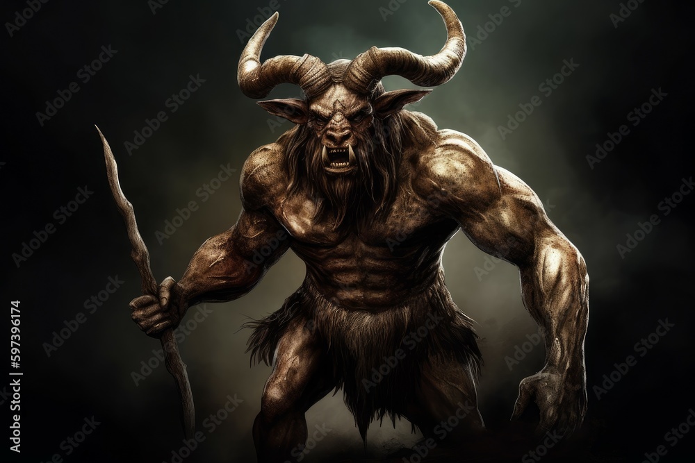 Minotaur monster demon. Generate Ai Minotaur monster demon. Generate Ai