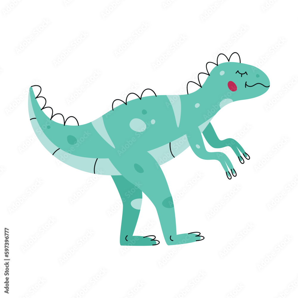 Naklejka premium Flat hand drawn vector illustration of megalosaurus